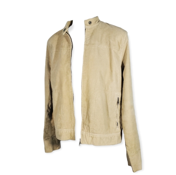 NY&COMPANY Corduroy Zip-up Bomber Jacket Tan Zippered Pockets Size M - Picture 11 of 12